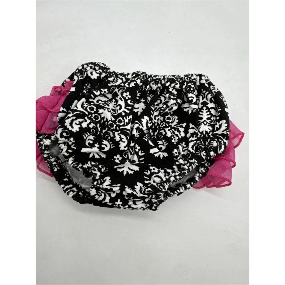 Reflectionz Cotton Blend‎ Diaper Cover Black White Pink Ruffles 3-6 Mths Photos